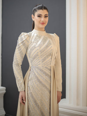 Adel Tesettür Abiye - FioraofDress - tesettur - abiye - bejj - 48 - hijab - evening - dress