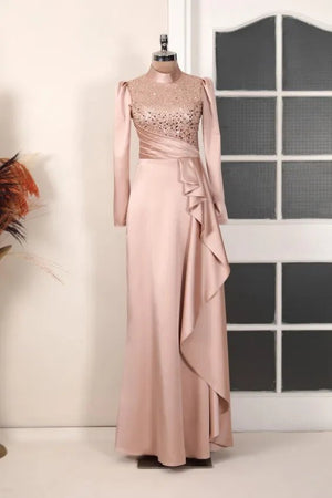 Adriana Tesettür Abiye - FioraofDress - tesettur - abiye - Pudra - 36 - hijab - evening - dress