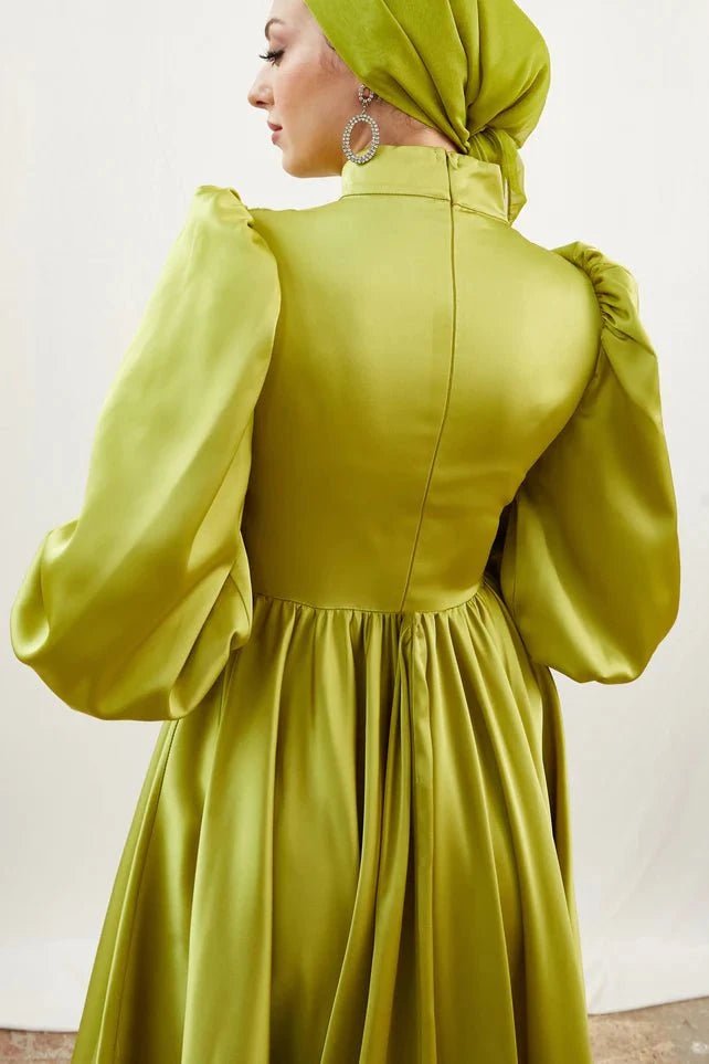 Alara Yağ Yeşili Tesettür Abiye - FioraofDress - tesettur - abiye - 44 - Yağ Yeşili - hijab - evening - dress