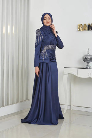 Alina Tesettür Abiye - FioraofDress - tesettur - abiye - 44 - lacivert - hijab - evening - dress