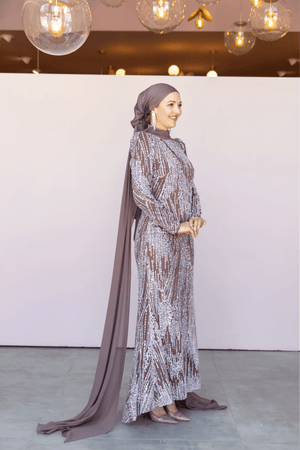 Ambra Tesettür Abiye - FioraofDress - tesettur - abiye - 44 - Kahve - hijab - evening - dress