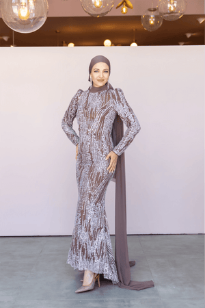 Ambra Tesettür Abiye - FioraofDress - tesettur - abiye - 44 - Kahve - hijab - evening - dress