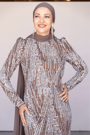 Ambra Tesettür Abiye - FioraofDress - tesettur - abiye - 44 - Kahve - hijab - evening - dress