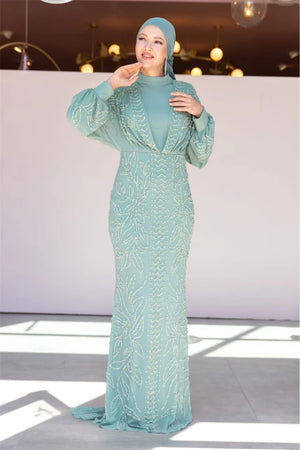 Asel Tesettür Abiye - FioraofDress - tesettur - abiye - MİNT - 38 - hijab - evening - dress