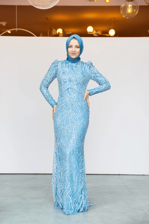 Asilen Tesettür Abiye - FioraofDress - tesettur - abiye - 44 - Mavii - hijab - evening - dress