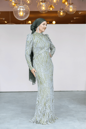 Asilen Tesettür Abiye - FioraofDress - tesettur - abiye - 44 - Yağı Yeşil - hijab - evening - dress