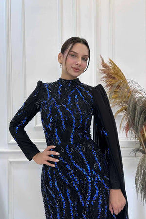 Aybike Tesettür Abiye - FioraofDress - tesettur - abiye - SAX - 38 - hijab - evening - dress