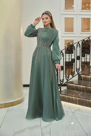 Çağla Tesettür Abiye - FioraofDress - tesettur - abiye - haki - 38 - hijab - evening - dress