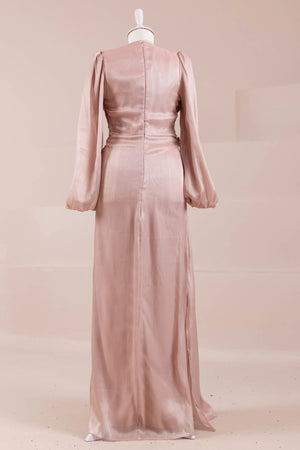 Çiçekli Lotus Tesettür Abiye - FioraofDress - tesettur - abiye - Somon - 38 - hijab - evening - dress