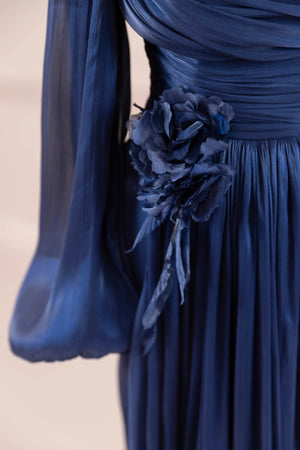 Çiçekli Lotus Tesettür Abiye - FioraofDress - tesettur - abiye - lacivert - 38 - hijab - evening - dress