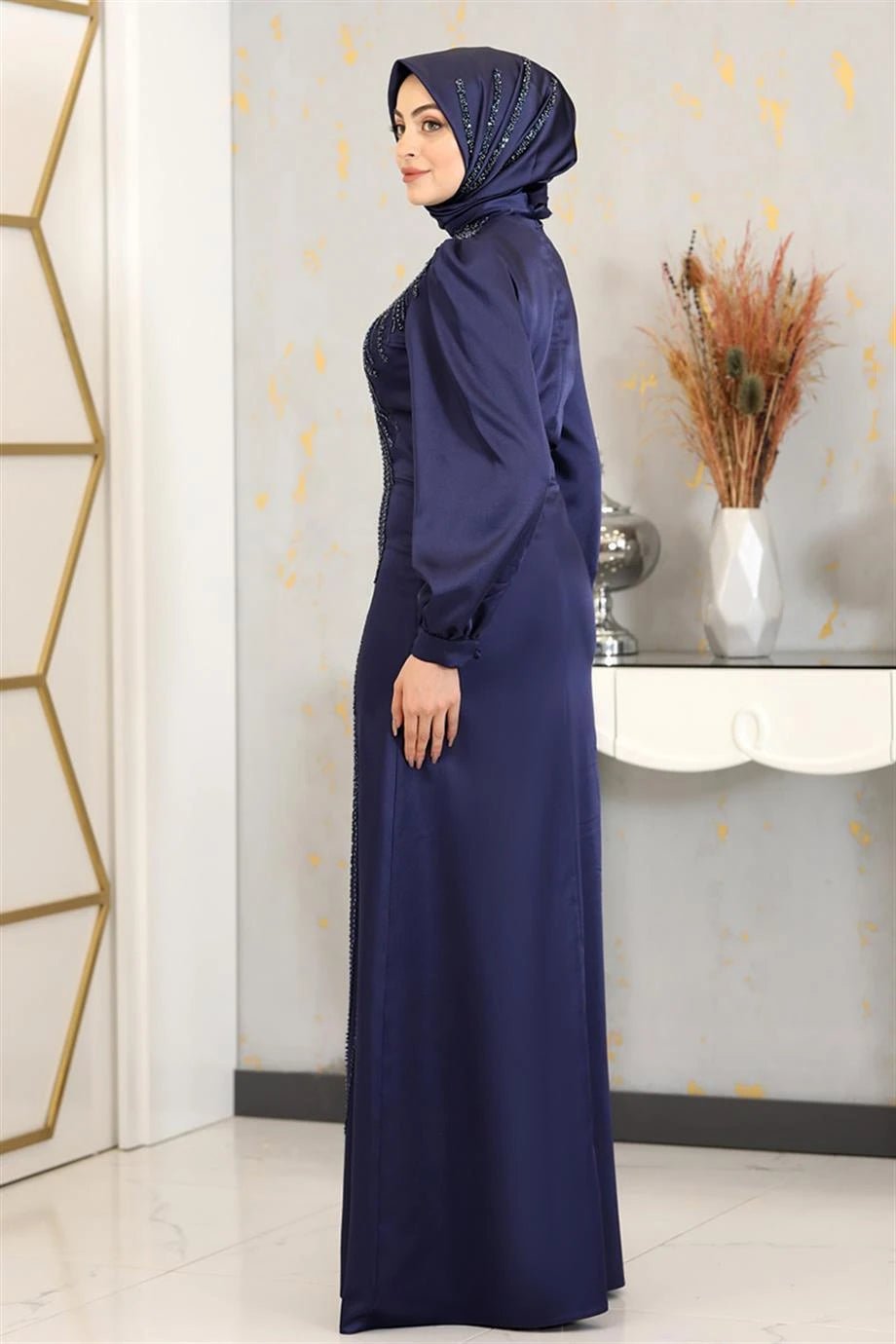Cindy Tesettür Abiye Lacivert - FioraofDress - tesettur - abiye - 48 - hijab - evening - dress