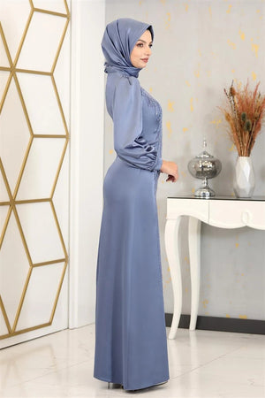 Cindy Tesettür Abiye Mavi - FioraofDress - tesettur - abiye - 48 - hijab - evening - dress