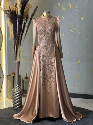 Damla Tesettür Abiye Bej - FioraofDress - tesettur - abiye - 48 - hijab - evening - dress