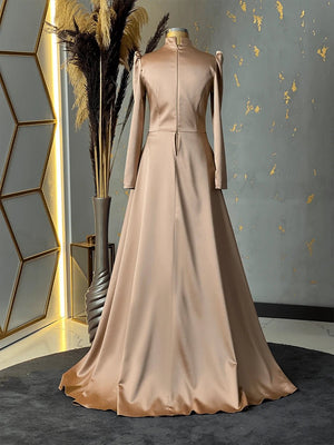 Damla Tesettür Abiye Bej - FioraofDress - tesettur - abiye - 48 - hijab - evening - dress