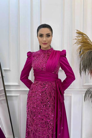 Dicle Tesettür Abiye - FioraofDress - tesettur - abiye - 48 - FUŞYA - hijab - evening - dress