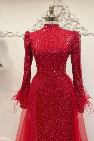 Dila Tesettür Abiye Kırmızı - FioraofDress - tesettur - abiye - 48 - KIRMIZI - hijab - evening - dress