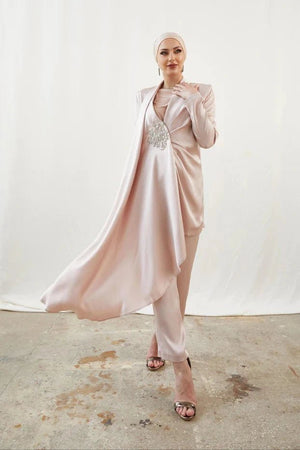 Duru Taşlı Pudra Tesettür Takım - FioraofDress - tesettur - abiye - 42 - hijab - evening - dress