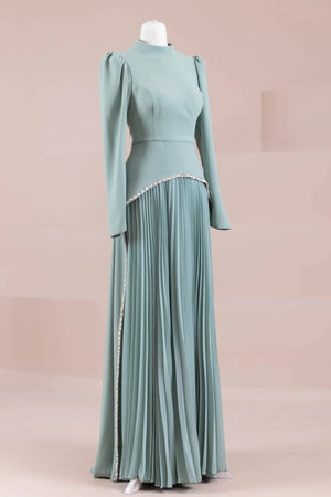 Elise Tesettür Abiye - FioraofDress - tesettur - abiye - mint - 38 - hijab - evening - dress