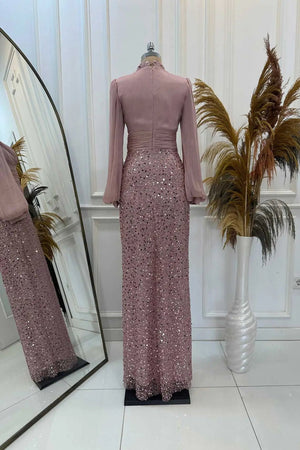 Ella Tesettür Abiye - FioraofDress - tesettur - abiye - Pudra - 38 - hijab - evening - dress