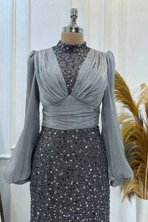 Ella Tesettür Abiye - FioraofDress - tesettur - abiye - Antrasit - 38 - hijab - evening - dress