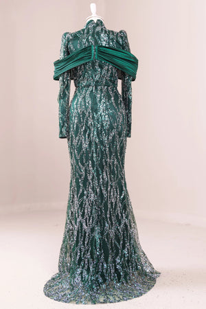 Empress Tesettür Abiye - FioraofDress - tesettur - abiye - zümrüt - 36 - hijab - evening - dress