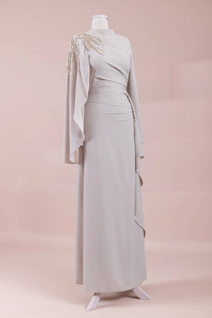 Enva Tesetür Abiye - FioraofDress - tesettur - abiye - BEJ - 38 - hijab - evening - dress