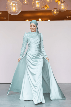 Ester Tesettür Abiye - FioraofDress - tesettur - abiye - 44 - Su Yeşili - hijab - evening - dress