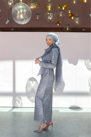 Farilya Tesettür Abiye - FioraofDress - tesettur - abiye - 46 - gri - hijab - evening - dress