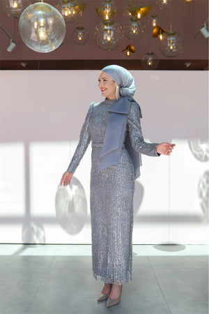 Farilya Tesettür Abiye - FioraofDress - tesettur - abiye - 46 - gri - hijab - evening - dress