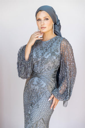 Handmade Embroidered AH1020 - FioraofDress - tesettur - abiye - 48 - hijab - evening - dress