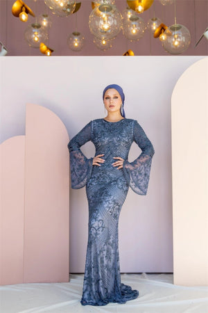 Handmade Embroidered AH1026 - FioraofDress - tesettur - abiye - 48 - hijab - evening - dress