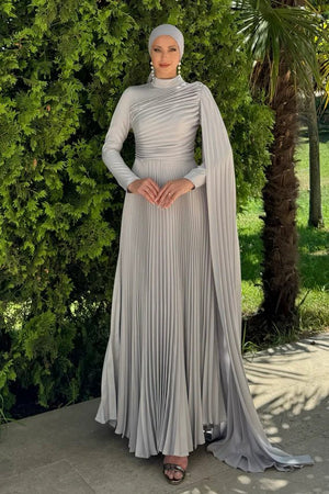 Hesna Tesettür Abiye - FioraofDress - tesettur - abiye - 44 - GRİ - hijab - evening - dress