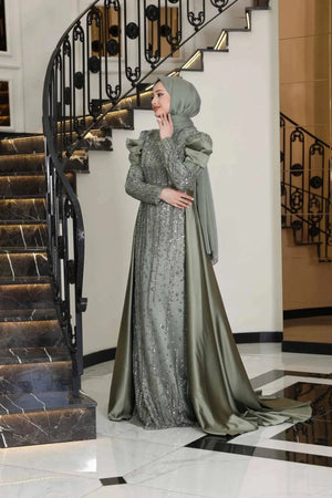 Manolya Tesettür Abiye - haki