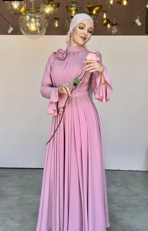 Romantic Tesettur Abiye - PEMBE
