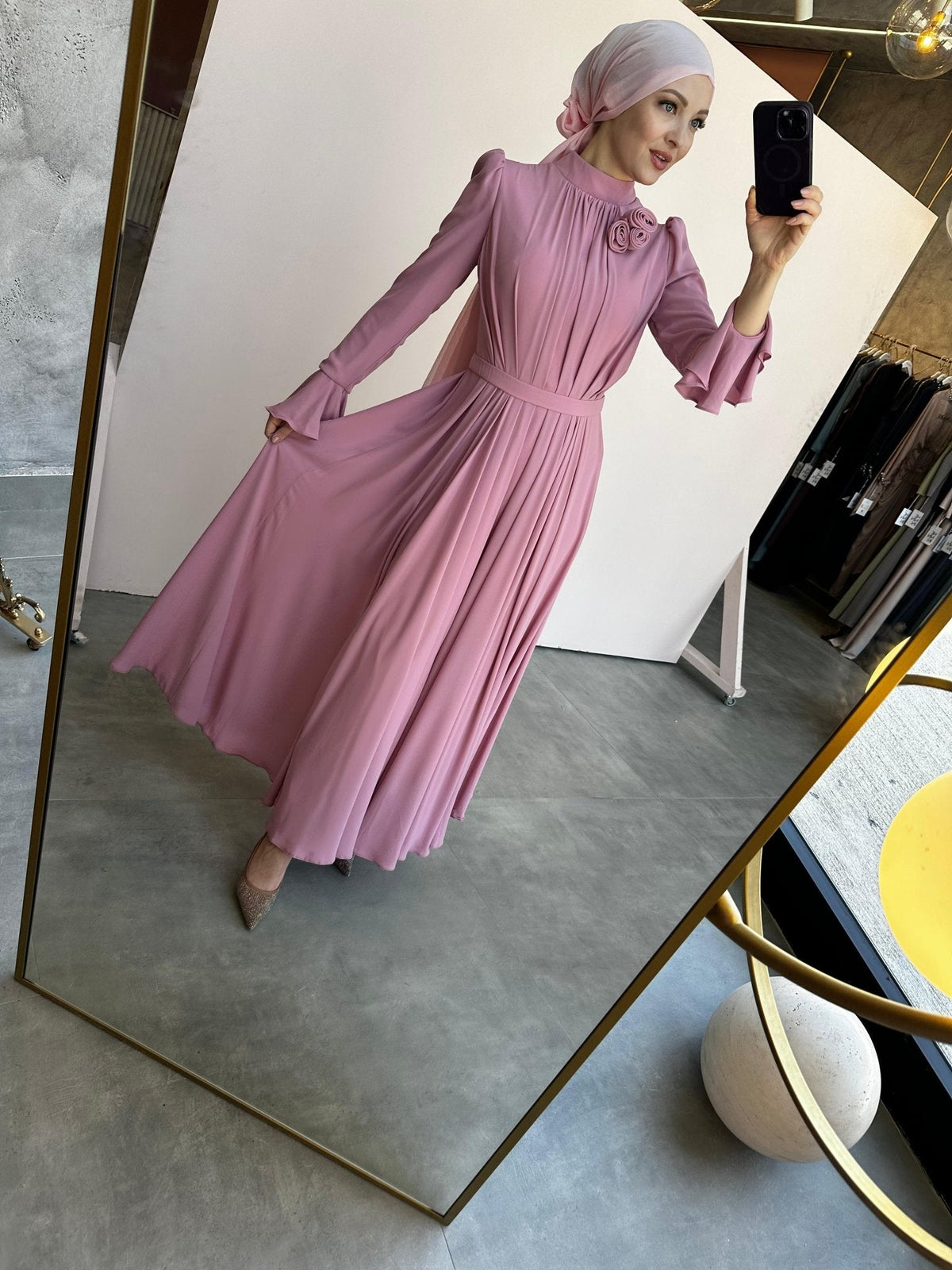 Romantic Tesettur Abiye - PEMBE