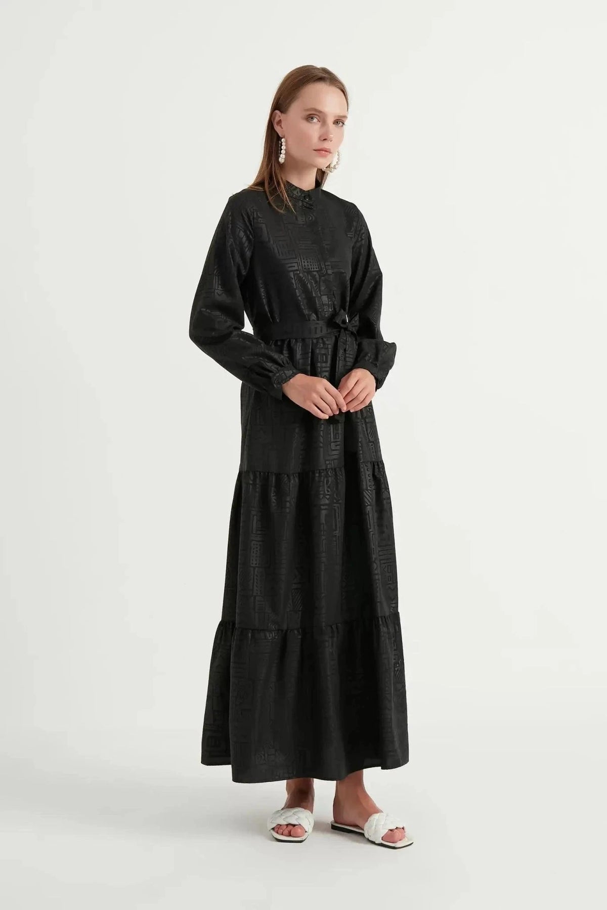 Yakma Desen Elbise - camel