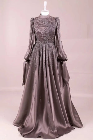 Royale Tesettür Abiye - Mürdüm