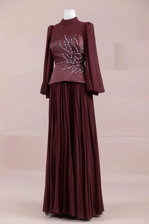 Eyla Tesettür Abiye - Berry Burgundy