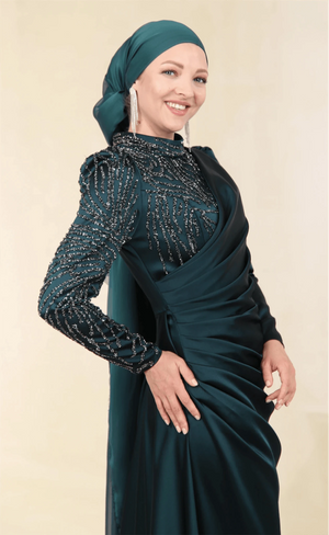 Ester Tesettür Abiye - zümrüt