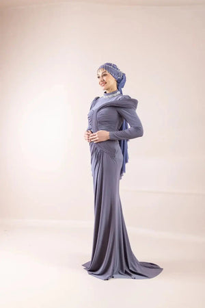 Hailey Tesettür Abiye - İndigo