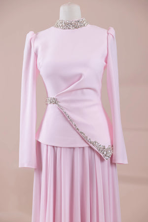 Luire Tesettür Abiye - PEMBE