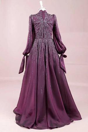 Royale Tesettür Abiye - Mürdüm
