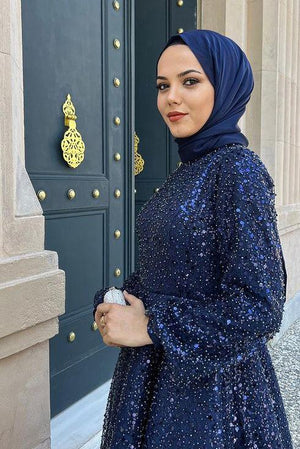 İnci Lacivert Tesettür Abiye - FioraofDress - tesettur - abiye - 48 - LACİVERT - hijab - evening - dress