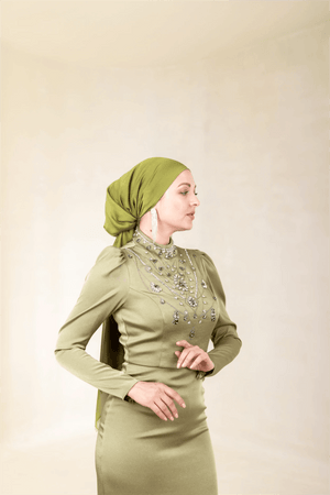 Irene Tesettür Abiye - FioraofDress - tesettur - abiye - 46 - Yağ Yeşili - hijab - evening - dress