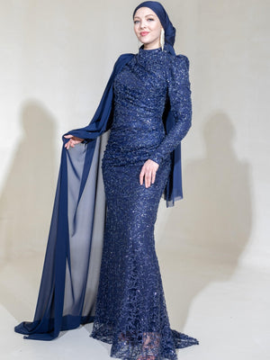 Işıl Tesettür Abiye - FioraofDress - tesettur - abiye - 44 - lacivert - hijab - evening - dress