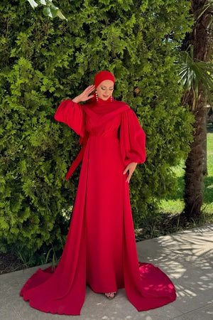 Işıl Tesettür Abiye - FioraofDress - tesettur - abiye - KIRMIZI - 36 - hijab - evening - dress