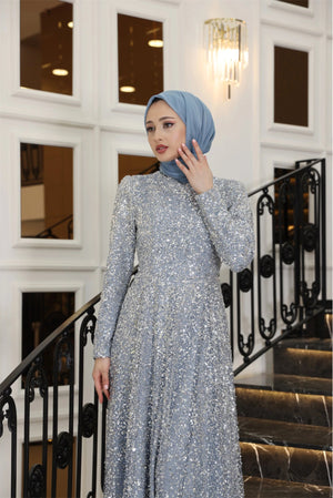 Işıltı Tesettür Abiye - FioraofDress - tesettur - abiye - 38 - İndigo - hijab - evening - dress