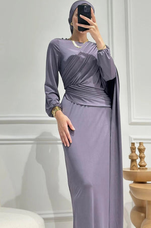 Jarse Tesettür Abiye - FioraofDress - tesettur - abiye - 36 - violet - hijab - evening - dress