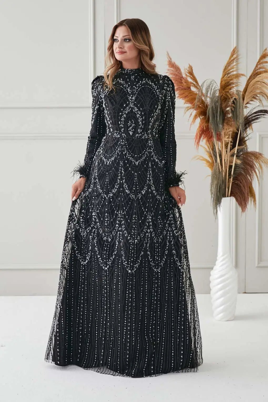 Katya Tesettür Abiye - FioraofDress - tesettur - abiye - SİYAH - 38 - hijab - evening - dress