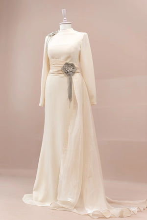 Laya Tesettür Abiye - FioraofDress - tesettur - abiye - krem - 38 - hijab - evening - dress
